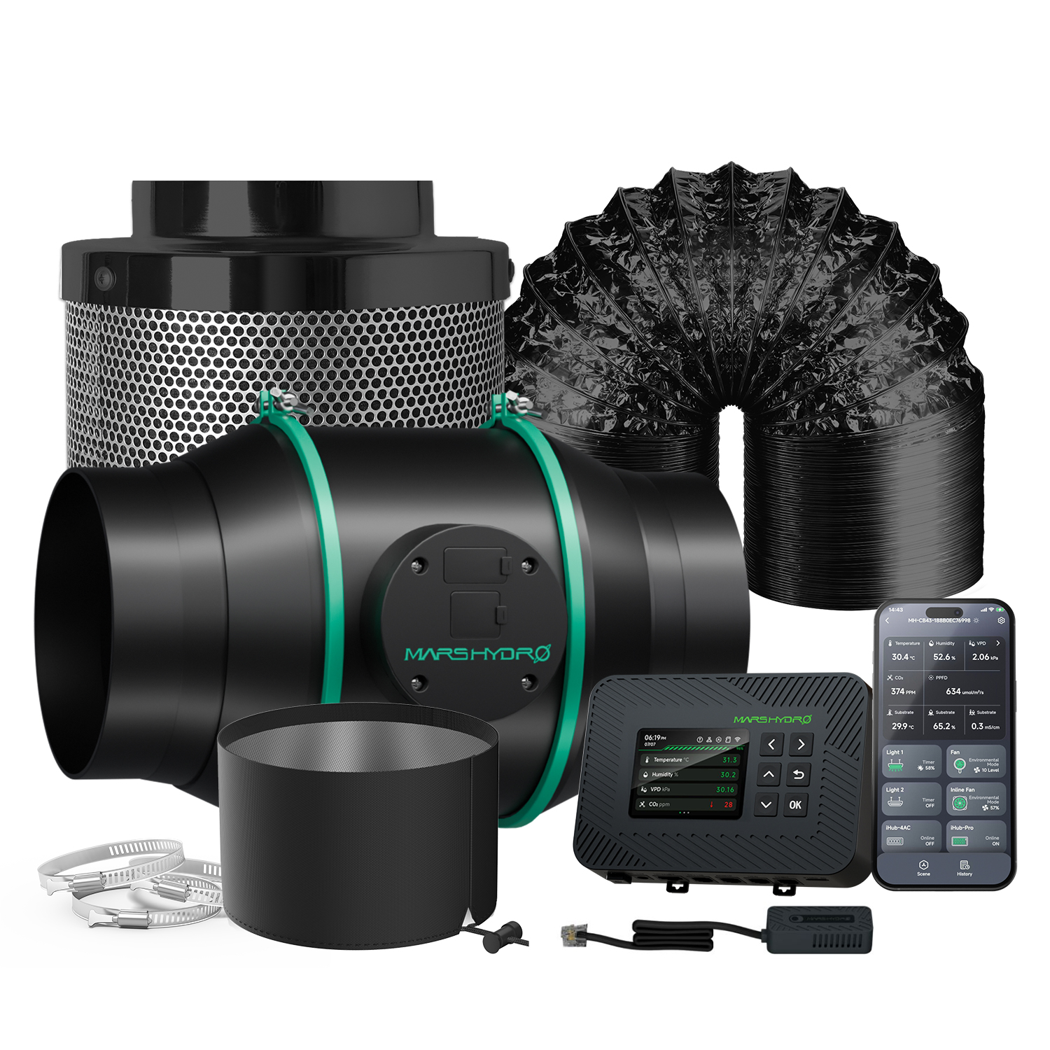 Mars Hydro 6インチ スマートインラインファンキット iControl付き - 1枚目